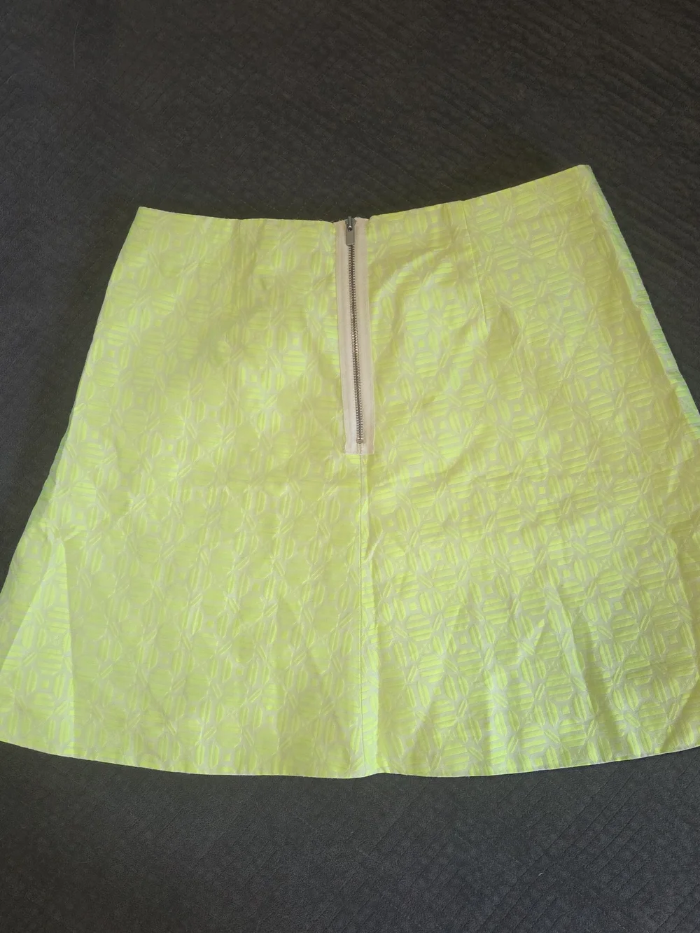 J. Crew Neon Lime Textured A-Line Skirt with Geometric Jacquard